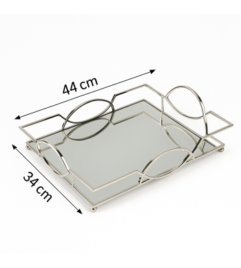Grand plateau miroir argenté 34*44cm