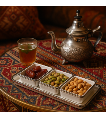 Plateau apéritif 3 coupelles en porcelaine