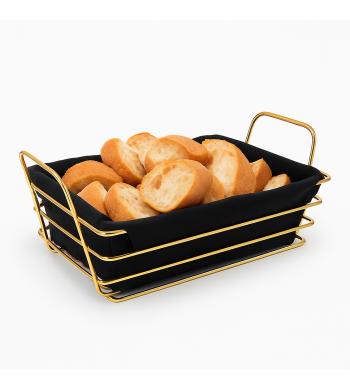 Panier à pain noir doré rectangulaire