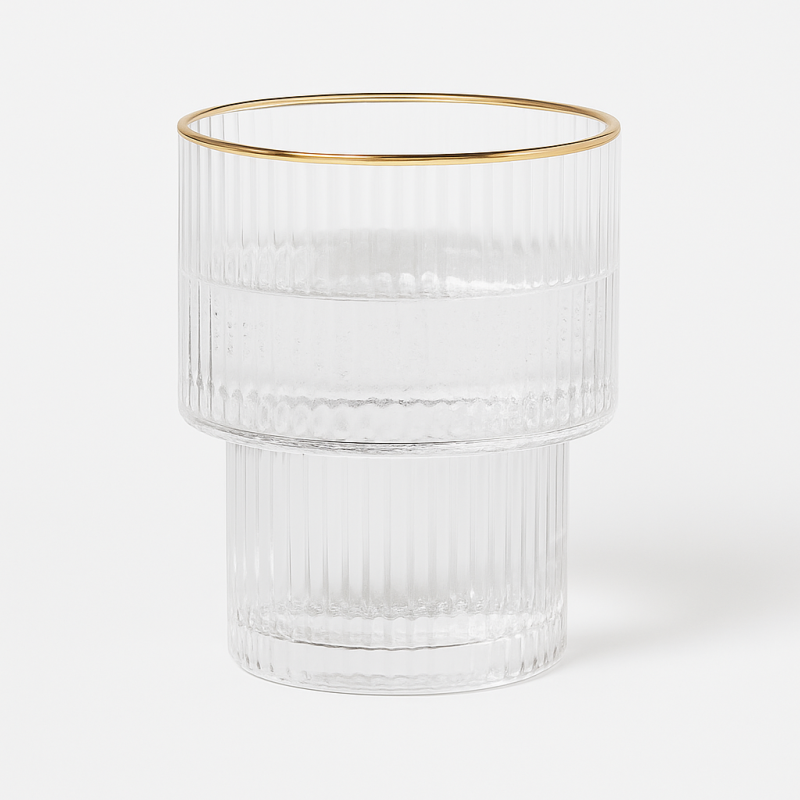 Set de 6 verres strié 15cl liseré doré Set de 6 verres strié 15cl liseré doré