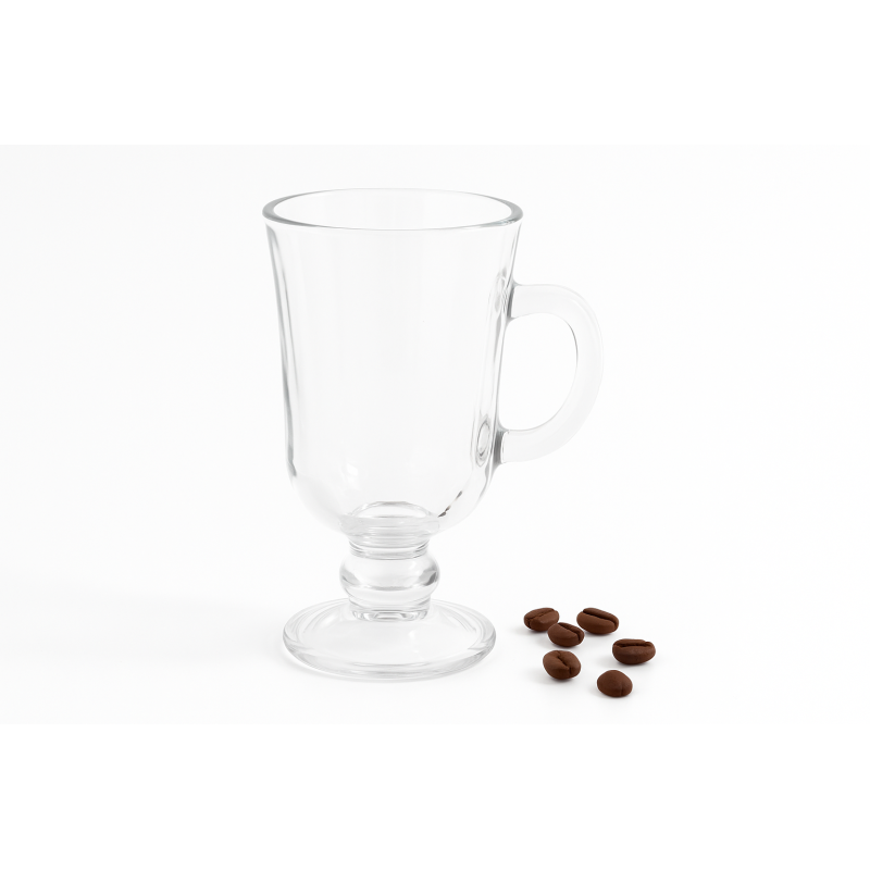 Set de 4 verres à café Irish Coffee en verre transparent avec anse