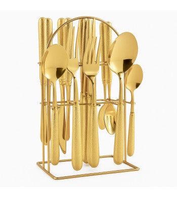 Ménagère strass pour 6 personnes avec support - design élégant et festif