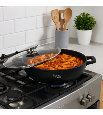 Marmite Royal Swiss – Casserole antiadhésive avec couvercle en verre