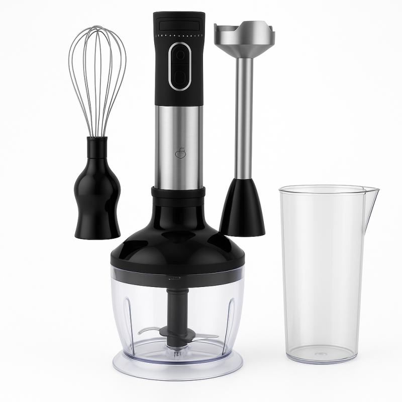 Mixeur plongeant multifonction avec hachoir, fouet et verre doseur – Puissant, compact et polyvalent Mixeur plongeant multifonction avec hachoir, fouet et verre doseur – Puissant, compact et polyvalent