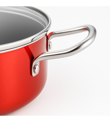 Faitout Royal Swiss rouge avec couvercle en verre – Design élégant et cuisson homogène