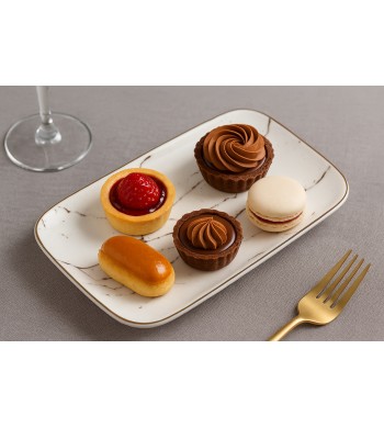 Assiette rectangulaire effet marbre 15cm – Design moderne et élégant en céramique