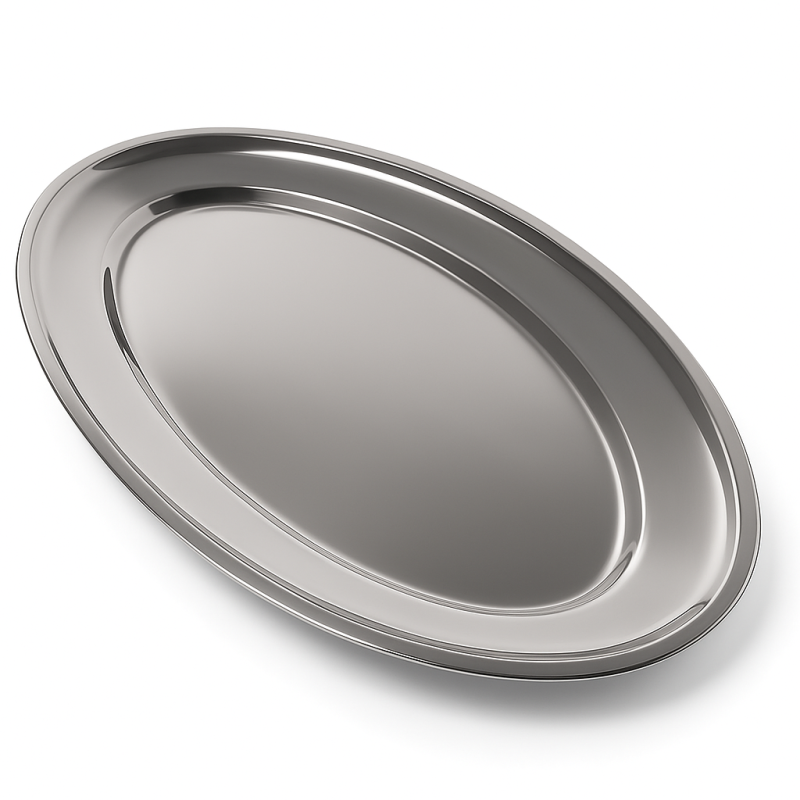 Grand plat de service en inox ovale Grand plat de service en inox ovale
