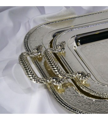Set de 2 plateaux à thé argenté