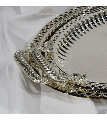 Set de 2 plateaux ovales argenté