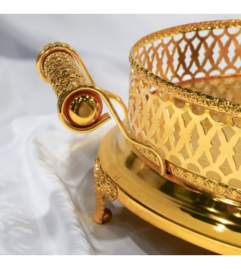 Plateau pour service à thé doré 43cm