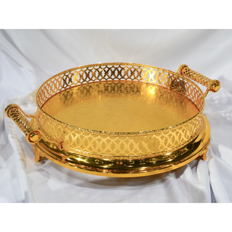 Plateau pour service à thé doré 48cm