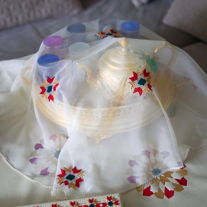 Voile de plateau brodé Lyla 75cm Voile de plateau brodé Lyla 75cm