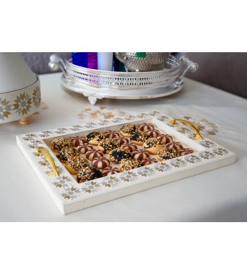 Plateau marocain artisanal brodé Warda