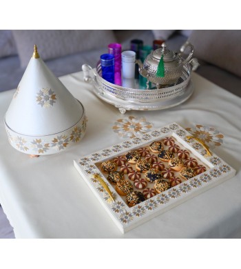 Plateau marocain artisanal brodé Warda