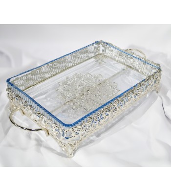 Plat à four rectangulaire en verre avec support décoratif
