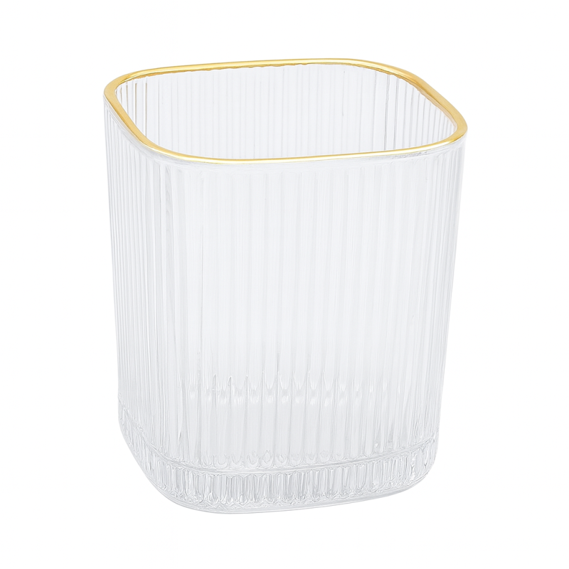 Set de 6 verres strié 15cl liseré doré