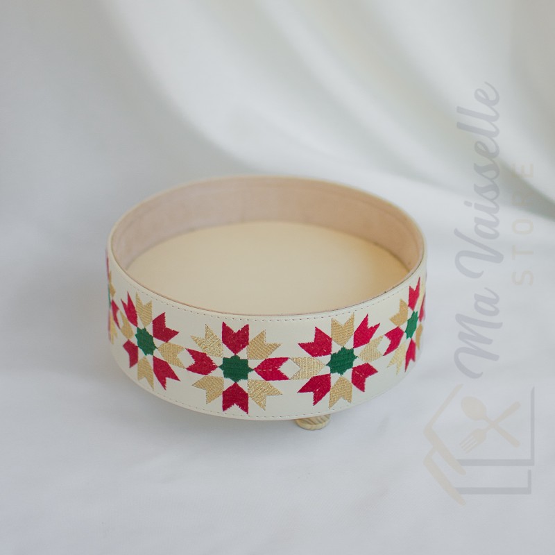 Plateau de présentation brodé rond Lyla