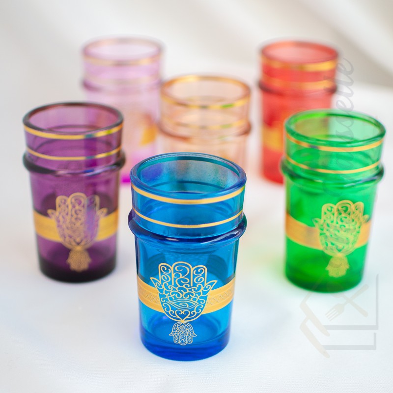 Set de 6 verres à thé marocain Fatma colorés