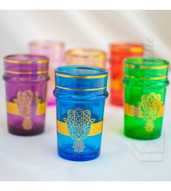 Set de 6 verres à thé marocain Fatma colorés