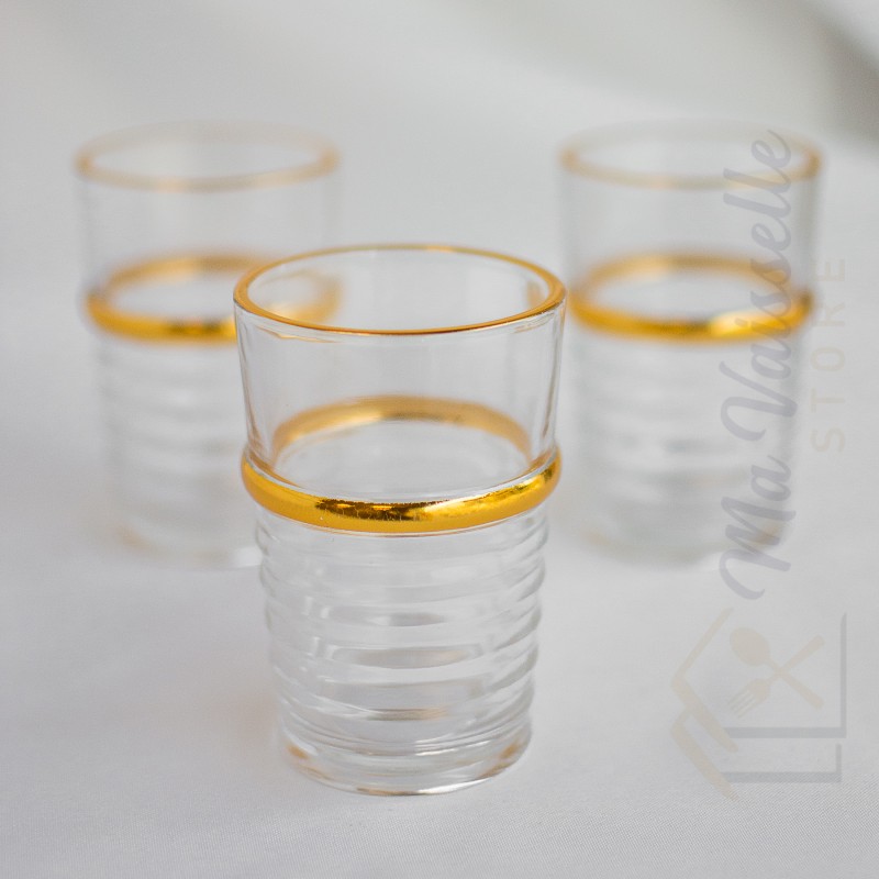 Set de 12 verres à thé marocain doré