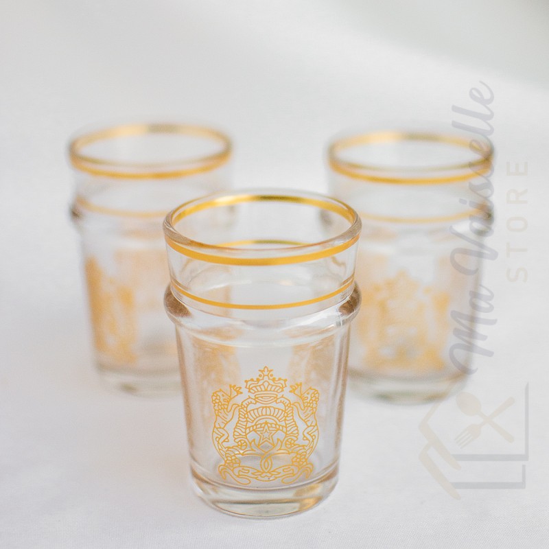 Set de 6 verres à thé marocain Watani doré