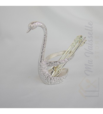 Set de 6 cuillères apéritives avec support Cygne