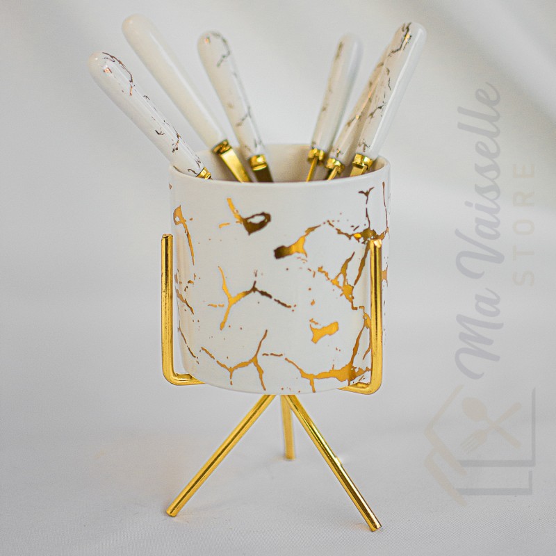 Set de 6 cuillères apéritives doré avec support