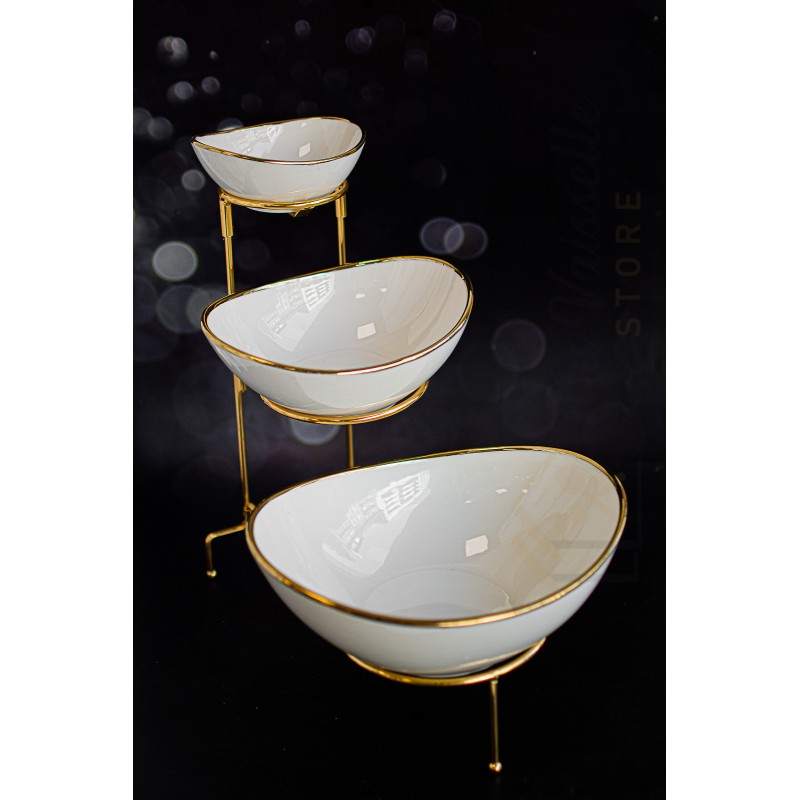 Présentoir 3 niveaux liseré doré