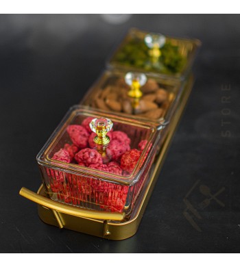 Plateau apéritif 3 coupelles en verre