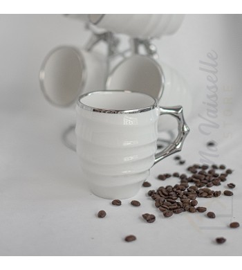 Service à café grandes tasses avec support