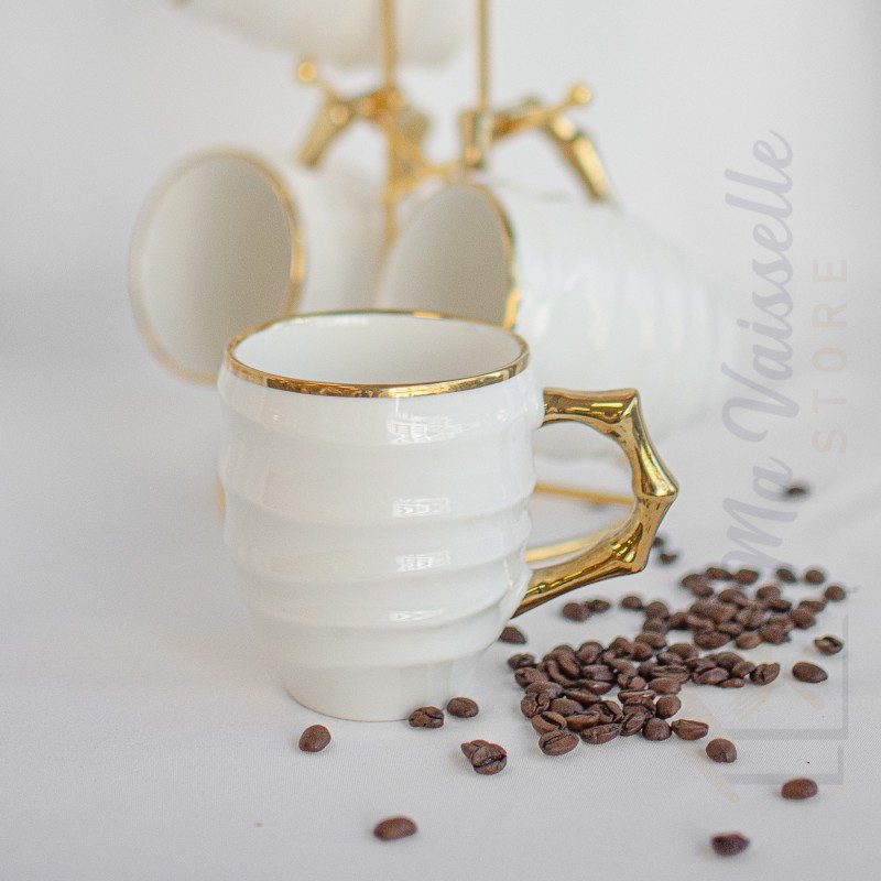 Service à café grandes tasses avec support