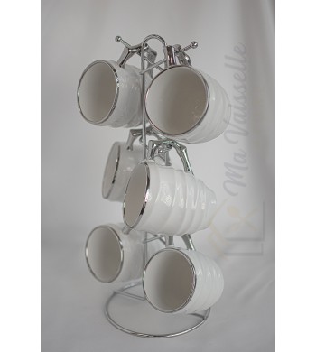 Service à café grandes tasses avec support