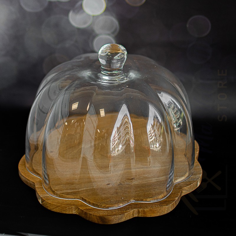 Clôche à gâteaux en bois Acacia