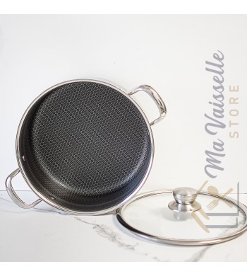 Faitout inox induction avec structure alvéolée nid d'abeille anti-adhésive