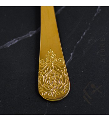 Ménagère coffret de 24 couverts dorés pour 6 personnes, gravures arabesques