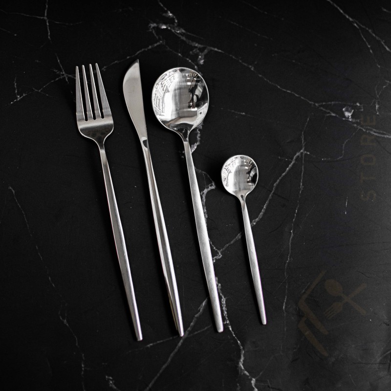 Set de couverts argentés en inox, 24 pièces pour 6 personnes