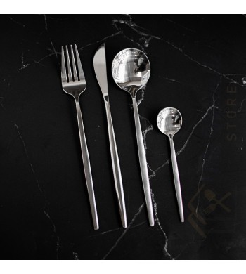 Set de couverts argentés en inox, 24 pièces pour 6 personnes