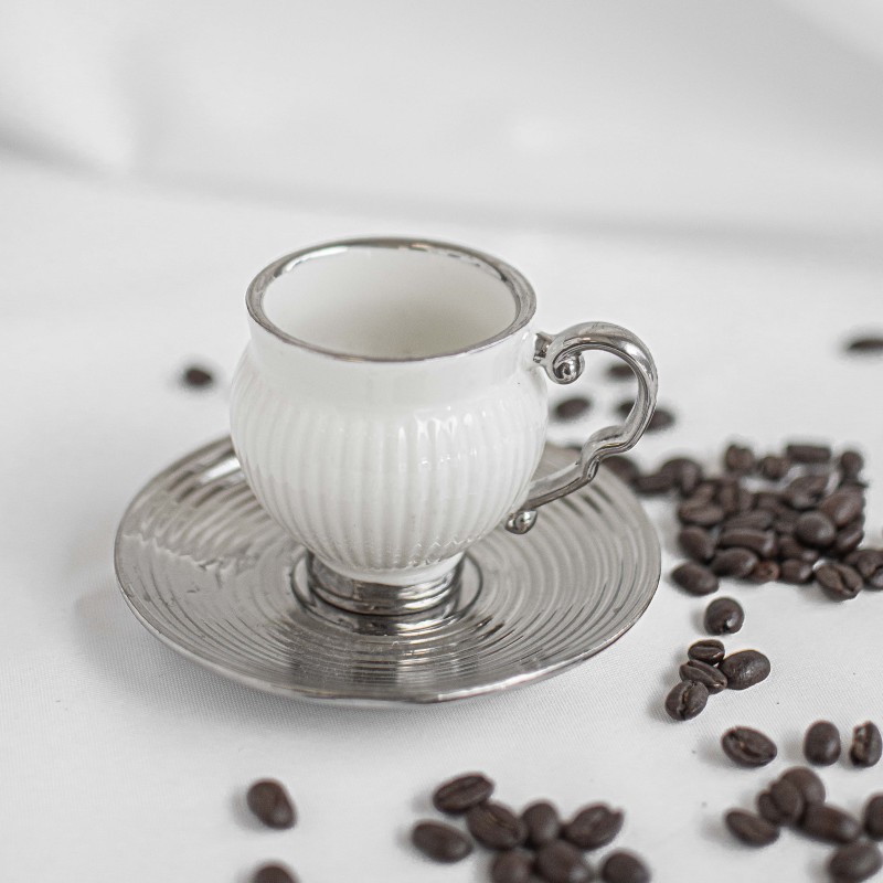 Service à café espresso argenté pour 6 personnes