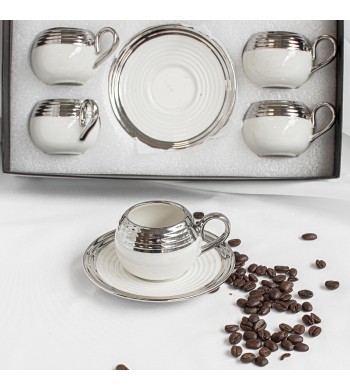 Service à café espresso argenté pour 6 personnes