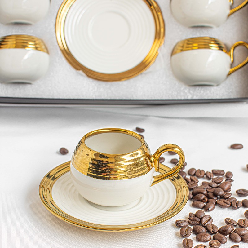 Service à café espresso argenté pour 6 personnes