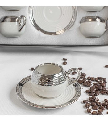 Service à café espresso argenté pour 6 personnes