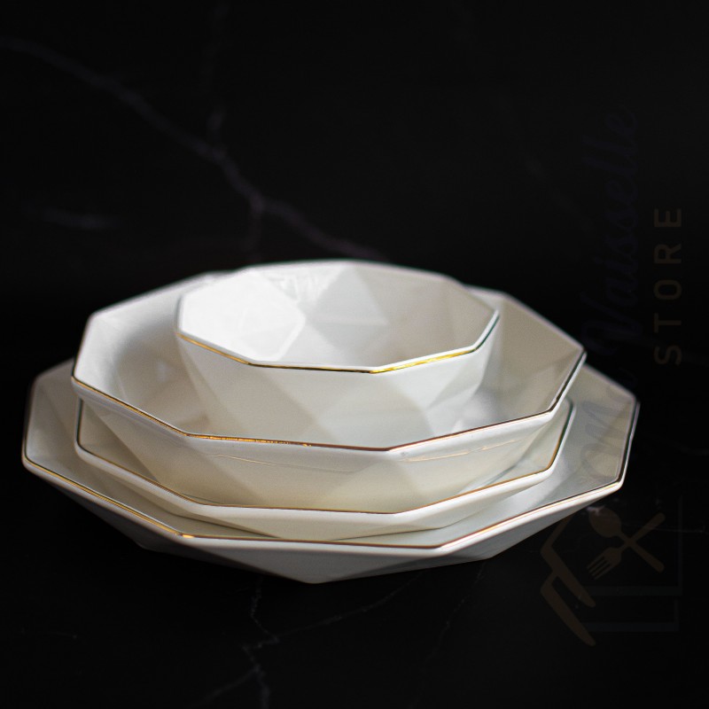 Service de table octogonal 25 pièces liseré doré