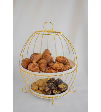 Présentoir à gâteaux 2 étages cage