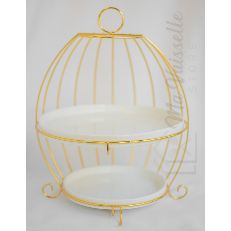 Présentoir à gâteaux 2 étages cage