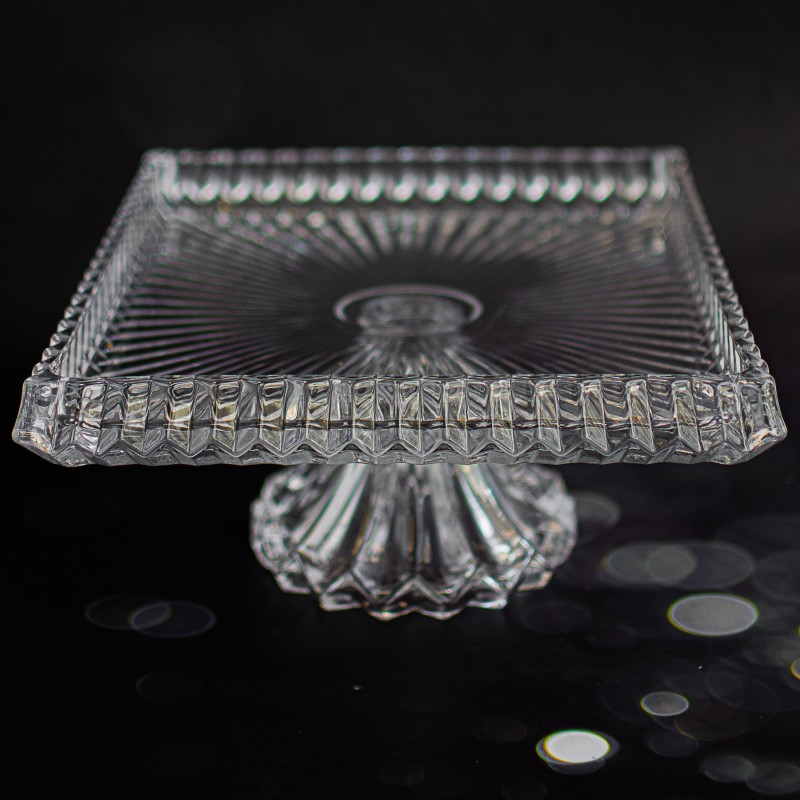 Présentoir à gâteau sur pied en verre 30*20cm