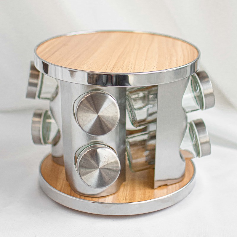 Présentoir rotatif à épices, carrousel 8 pots à épices