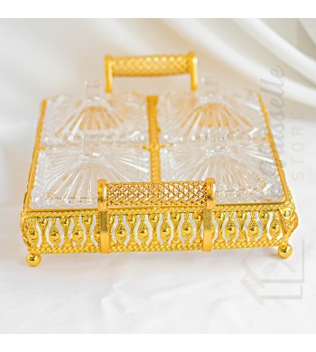 Plateau apéritif doré 4 compartiments