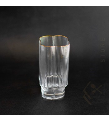 Set de 6 verres à eau strié liseré doré