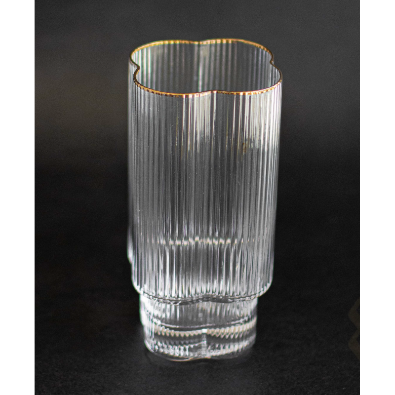 Set de 6 verres à eau strié liseré doré