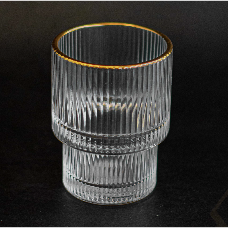 Set de 6 verres strié 15cl liseré doré
